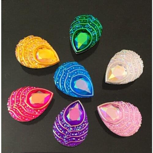 DIY18mm *25mm AB resin back peacock eye rhinestone wedding decoration Womens bags/mobile phones/scrapbooks 100pcs/lot -A16