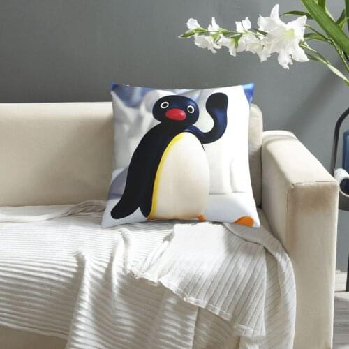Pingu pattern print Cushion Cover Decorative Pillowcase Chair Seat Square Car Pillow Cover Home Living Textile