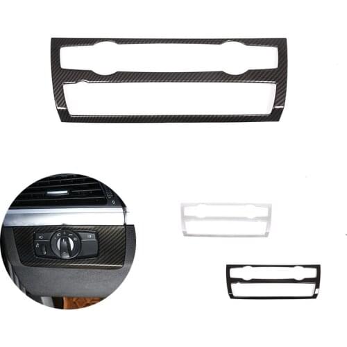 For BMW X5 X6 E70 E7 2007 - 2013 Car Interior Center Control Panel Air Condition Volume Knob Frame Carbon Fiber Texture Cover