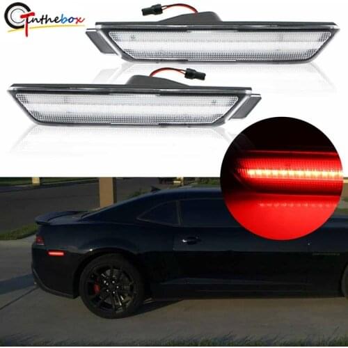 Gtinthebox 2Pcs OEM Clear Lens Red LED Rear Side Marker Lamps Lights Bulb For 2010-2015 Chevy Camaro 12V