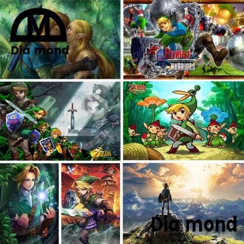 Video Game Diamond Painting Zelda Diamond Embroidery Posters 5D Diy Mosaic Wall Art Rhinestone Home Decor Gift for Kids Room