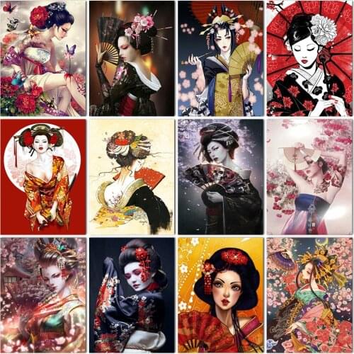 Kimono Women 5D Diy Diamond Painting Japanese Geisha Beauty 3D Diamond Embroidery Cross Stitch Mosaic Kit Decor Painting Crafts