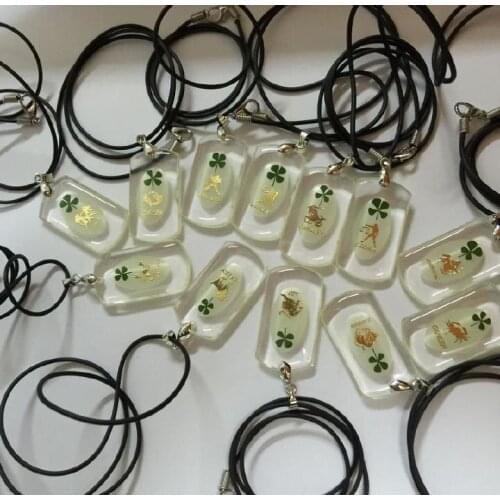 FREE SHIPPING set pendant jewelry real four leaf clover twelve constellations cool pendant