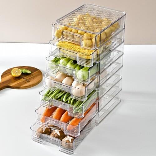 Kitchen Refrigerator Storage Container Drawer Type Fresh-Keeping Box Food Fruit Egg Dumpling Sorting Boxes