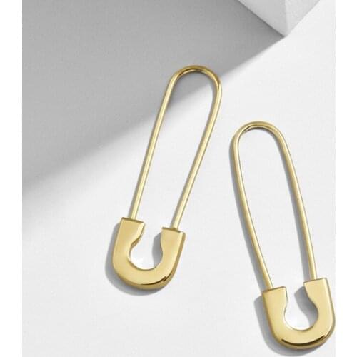 Minar Rose Gold Silver Color Safety Pin Drop Dangle Earrings for Women Simple Metallic Paperclip Hanging Earring Oorbellen 2021