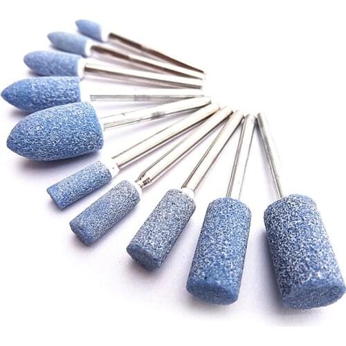 10pc Blue Abrasive Mounted Stone Set Multi Tool Grinding Burr Wheel 1/8 Shank For Dremel 4000 3000 Dremel Rotary Tools