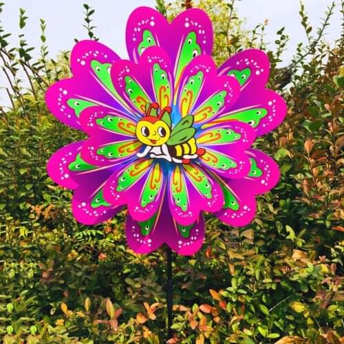 Insect Windmill Wind Spinner Bee Butterfly Kids Children Toys Outdoor Traditional Toy Garden Party Decoration Gifts Rotating