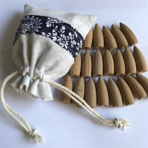 Natural Fragrance Smoke 35pcs Cloth Bag Bigger Bullet Backflow Incense Cones Sandalwood Tower Incense