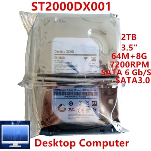 New SSHD For Seagate Brand 2TB 3.5" SATA 6 Gb/s 64MB+8G 7200RPM For Internal Hard Disk For Desktop HDD For ST2000DX001