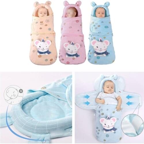 Newborn Blanket Swaddle Cotton Winter Warm Sleeping Bags Baby Stroller Wrap Q1FE