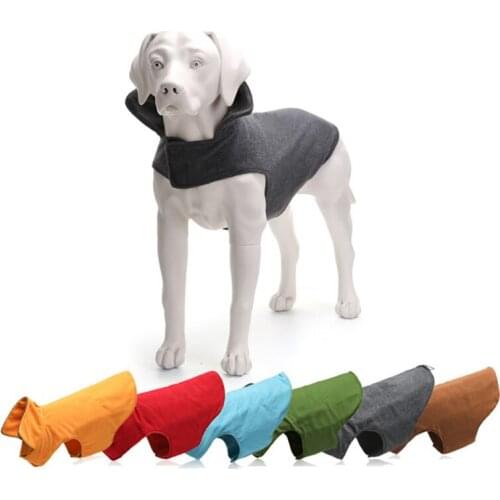 High Collar Dog Clothes Winter Warm Dog Clothing Coat Fleece Sweatshirt Soft Vest Pet Jacket For Large Dogs Walking