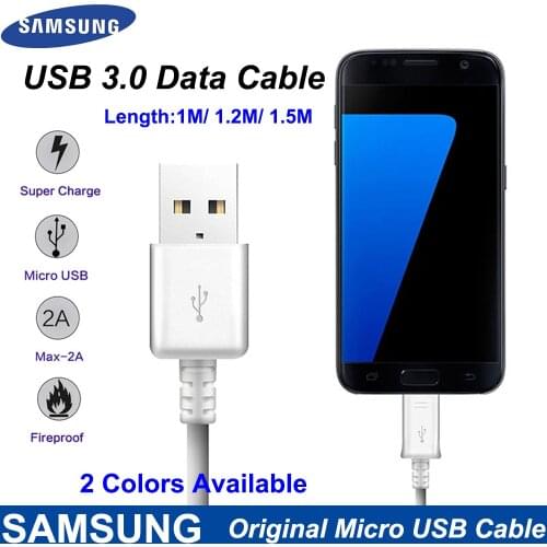 2A Original Samsung Fast Charger Micro USB Cable 1/1.2/1.5M 2A Data Line For Galaxy S6 S7 Edge Note 4 5 J4 J6 J5 A3 A7 A5 (2016)