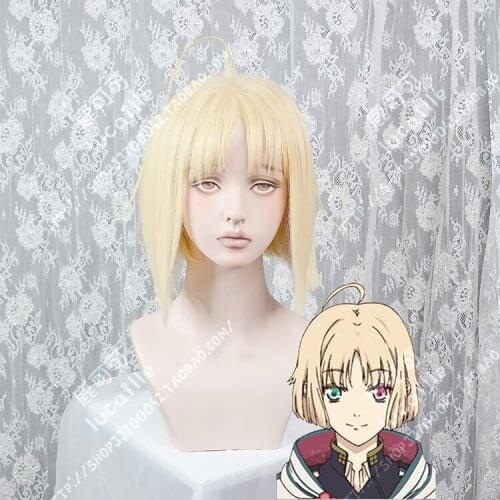 Anime Nil Admirari no Tenbin Hoshikawa Hisui Cosplay Wig Short Golden Heat Resistant Synthetic Hair Wigs + Wig Cap