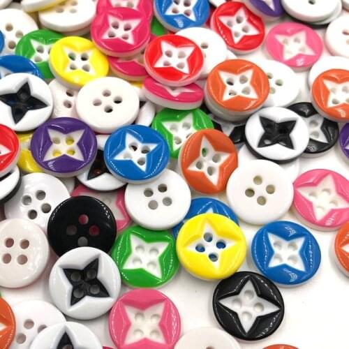 50/100pcs 13mm Mix Color Star Plastic Buttons Craft Sewing DIY Cards PT142