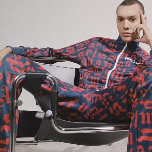 Palm Angels side stripe side open zipper full print men and women casual sports