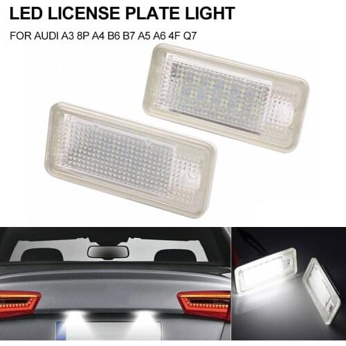 2PCS Car License Plate Light 12V 18LED 6000K For Audi A3/A4/A6/A8/Q7/RS4/RS6 LED License Plate Frame Lamp Assembly Replacement