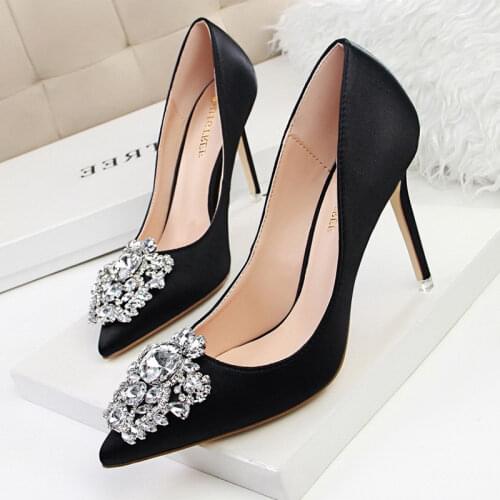 BIGTREE Shoes Sexy High Heels Woman Basic Pumps Women Shoes Crystal Rhinestone Heels Lady Wedding Shoe Bride Stiletto Red Heels