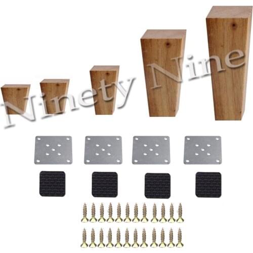 Hight 6-15cm Wooden Furniture Cabinet Leg Right Angle Trapezoid Feet Replacement for Sofa Table Bed Set of 4