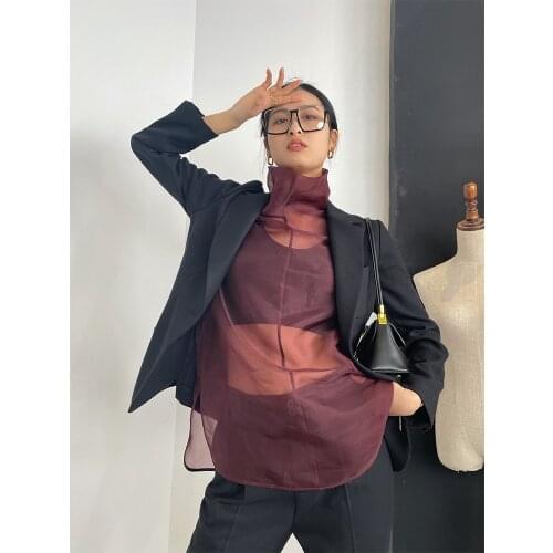 Oeuvrey Womens Real Mulberry Silk Polo Shirt Summer Fit Style Blouse Sleevesless Girl T-Shirt