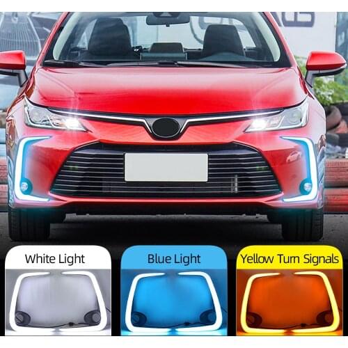 1Set LED Daytime Running Light For Toyota Corolla 2019 2020 Yellow Turn Signa 12V Fog Lamp Decoration Bumper Light COB DRL