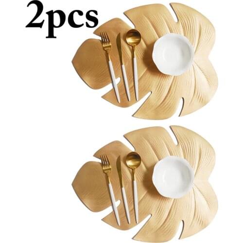 2pcs Creative Artificial Monstera Table Insulation Pad Solid Placemats Non Slip Table Mat Kitchen Accessories Decoration Coaster