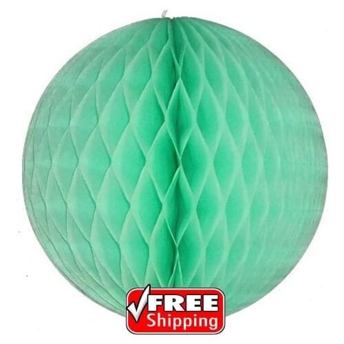 20pcs Mint Tissue Paper Honeycomb Balls Flowers Lantern,Kids Garland Easter Wedding Party Hanging-4",6",8",10",12",14",16"(40cm)