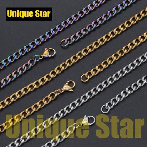 3pcs/lot 3/5mm Hip Hop Miami Cuban Curb Link Chain Necklace Wholesale Stainless Steel DIY Basic Chains Jewelry Making Necklaces