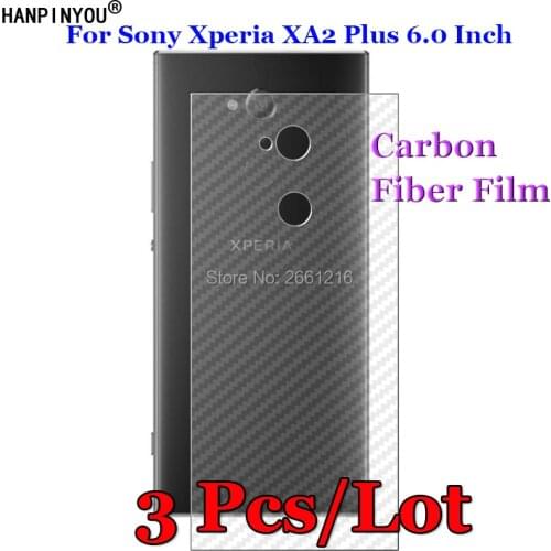 3Pcs/Lot For Sony Xperia XA2+ Plus 6.0"3D Non-slip Clear Carbon Fiber Back Film Screen Protector Protective Sticker (Not Glass)