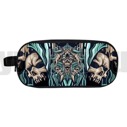 Wolf Dragon 3D Pencil Case Kid Monster Abstraction Animal Tiger Pen Bag Women Make Up Box Student Viking Style Cartoon Skull Bag