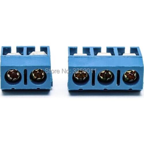 40PCS Plug-in Screw Terminal Block Connector 5.08mm Pitch blue iron KF 301-2P/301-3P Assortment Kit