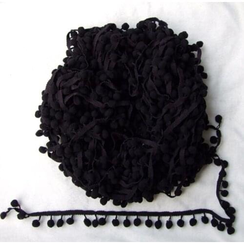 5 yards cute black color PomPom fringe trim draper ball Accessories sew 0.8" ball
