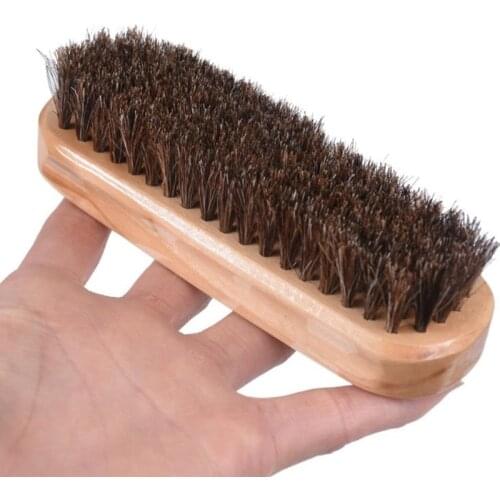 50pcs High Quality Natural Shoe Brush Horsehair Large Professional Boot Shoe Shine and Buff Brush NO79