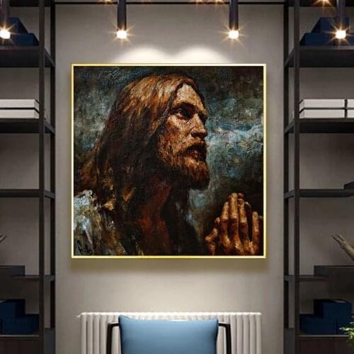 Abstract Jesus Oil Pianting on Canvas Posters and Prints Wall Art Portrait Pictures for Living Room Home cuadros Decor
