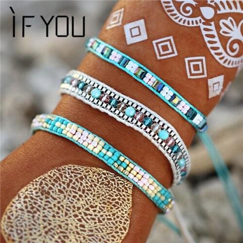IF YOU Fashion Bohemia Crystal Beads Bracelet Woman Friendship Braided Rope Charm Bracelets Set Men Jewelry Pulseras 2019 New