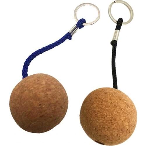 2Pcs Floating Buoy Keychains 2 Colors Lightweight Portable Special Wooden Keychains Cork Ball Key Rings Decorations for Home