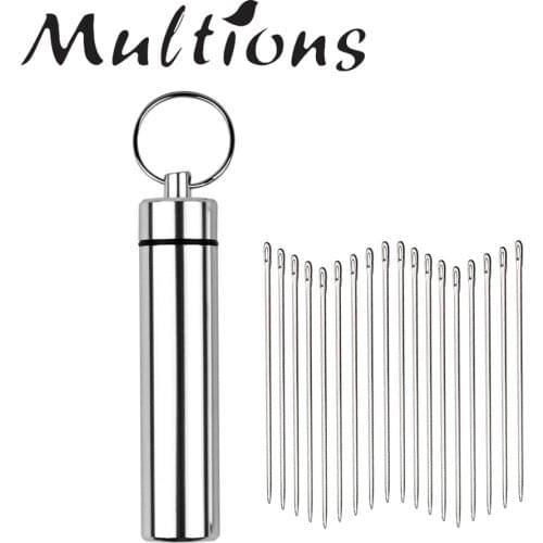 Aluminum Needle Case with 20Pcs Hand Sewing Needles Cross Stitch Embroidery Needles DIY Patchwork Needlework Sewing Accessories