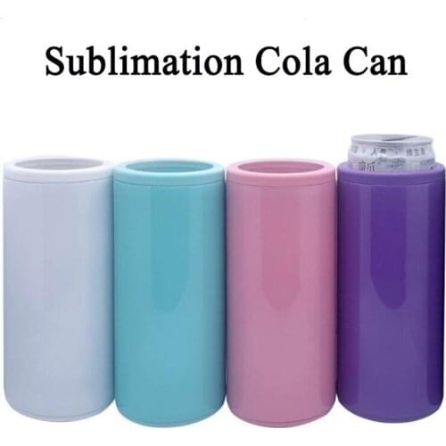 12oz Sublimation Cola Can Cooler Beer Holder Stainless Steel Cold Keeper Coke Cans Vacuum Insulated Double Wall Slim Party Gift