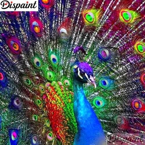 Dispaint Diamond Painting "Animal peacock" Cross Stitch Custom Photo Diamond Embroidery Square Round Drill Home Decor A27588