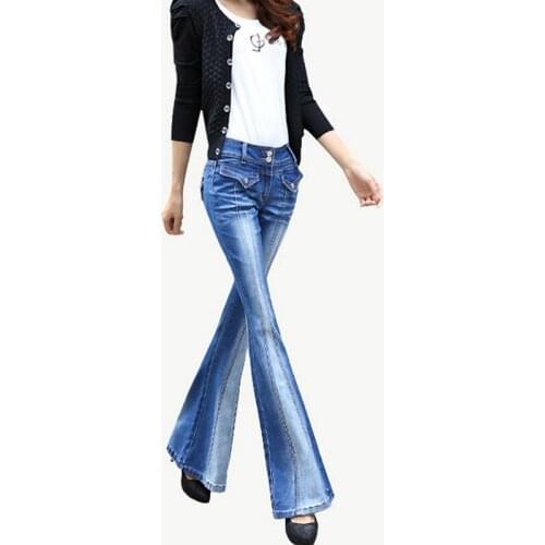 Spring Fashion Hot Womens low waist jeans bell bottoms wide leg trousers long pants size New 26 27 28 29 30 32