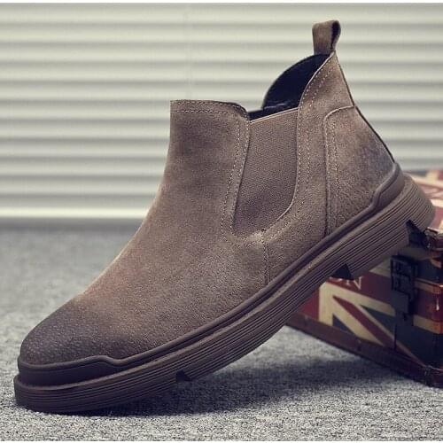 ERRFC New Arrival Fashion Mens Black Chelsea Boots Trending Round Toe Nubuck Suede Trending Leisure Shoes Plus Size 38-47
