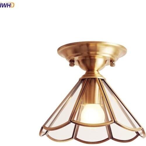 IWHD Europe Vintage LED Ceiling Lamp Blacony Bedroom Living Room Lights Glass Ceiling Light Plafonnier Lamparas De Pared