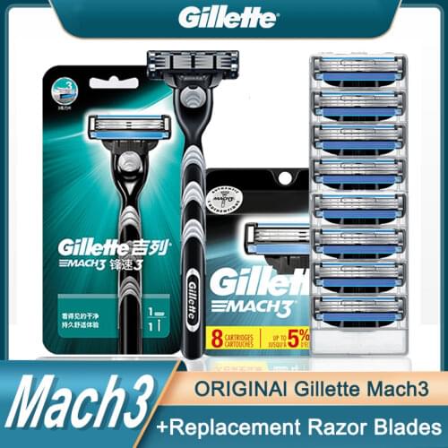 Gillette Mach 3 Mens Manual Shaver Razor Blades Cassettes Machine for Shaving Safety Straight Razor with Replacement Blades