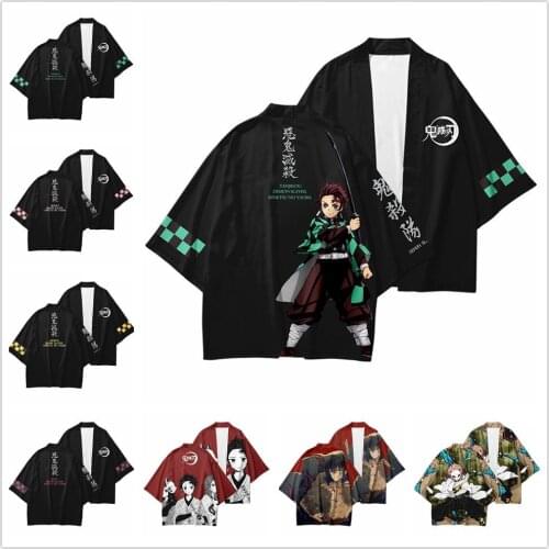 Anime Demon Slayer Kimetsu no Yaiba Kimono Men Haori Yukata Cosplay Men kimono cardigan Summer Shirt Hip hop Streetwear cloak