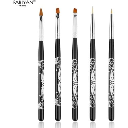Nail Art Brush Drawing Painting Pen Manicure Tools French Flower Liner Builder Round Crystal Oblique UV Gel Acrylic Carving Tool