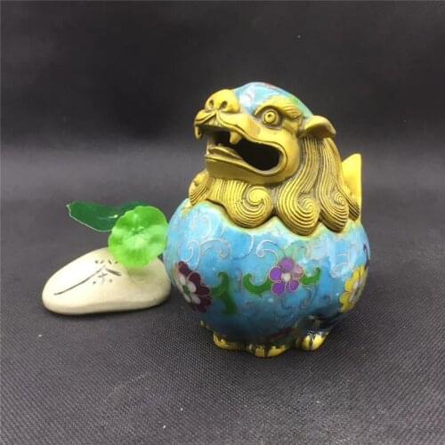 Chinese Cloisonne Copper Carving Pixiu Incense Burner Animal Statue Auspicious Gift Home Fengshui Decoration Bronze Censer