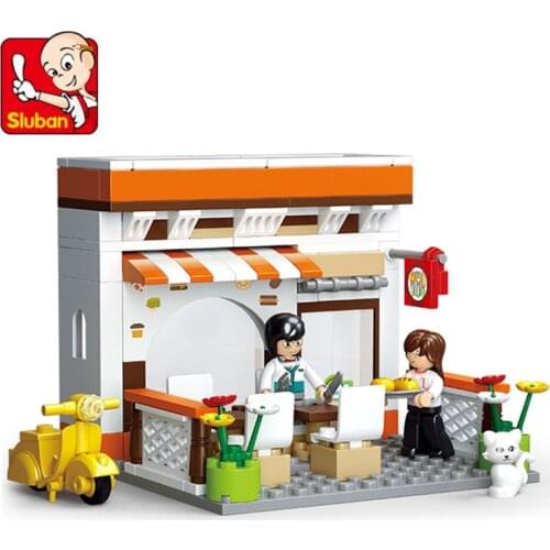 134pcs Sluban Building Blocks 0567 Simulating City Street View Casual Dining Bar Small Particle Assembly Toy Gifts