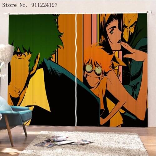3D Print Cowboy Bebop Window Curtains Kitchen Drapes Panel Home Decor Japan Anime Curtains For Living Room Curtains For Bedroom