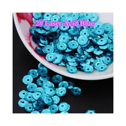 50g 8mm Cup Laser Bright Sequin Round Paillettes Sewing Wedding Craft-2#Laser Acid Blue