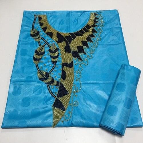 Hot 3Meter+2 Yard/lot Jacquard Dress Fabric Bazin Riche Brode african Bazin Brode Collar Embroidery Beads For Men Or Women Cloth