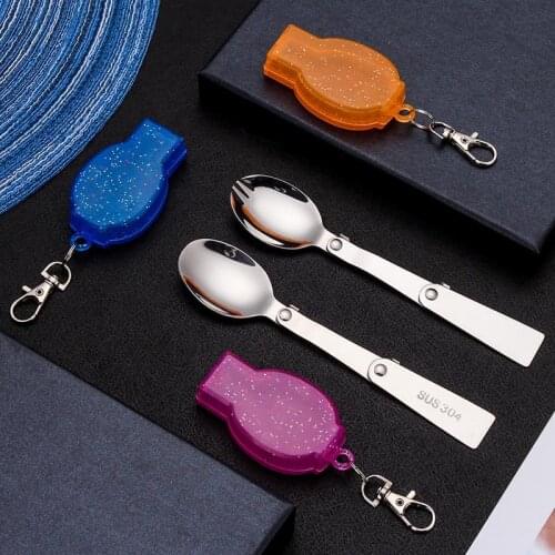 1 Pcs Foldable Stainless Steel Fork Spoon Cutlery Set Outdoor Tableware Portable Folding Camping Utensil Kitchen Accessories